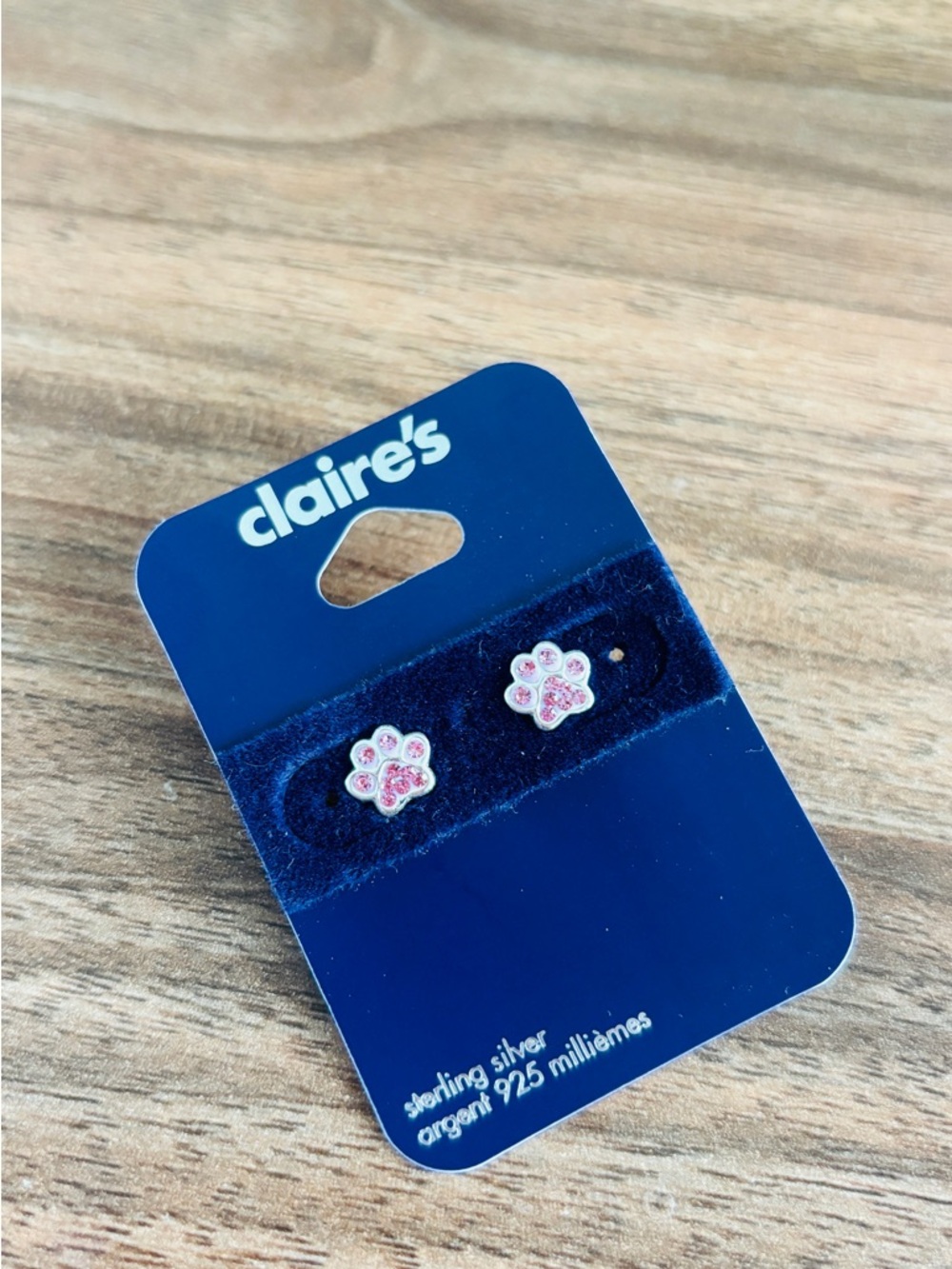 Claire's Pink Paw Print Sterling Silver Stud Earrings